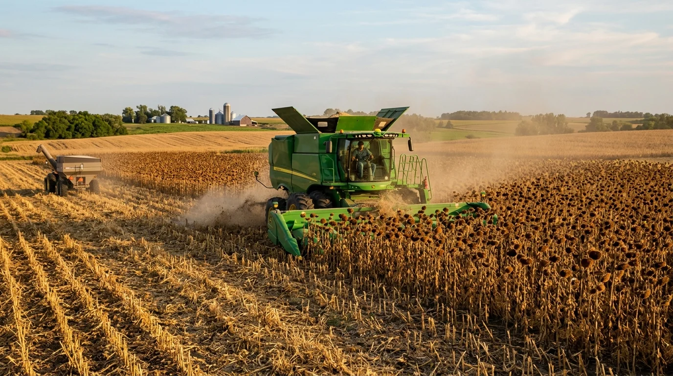 Harvesting a Sunflower Field From Bloom to Seed Collection