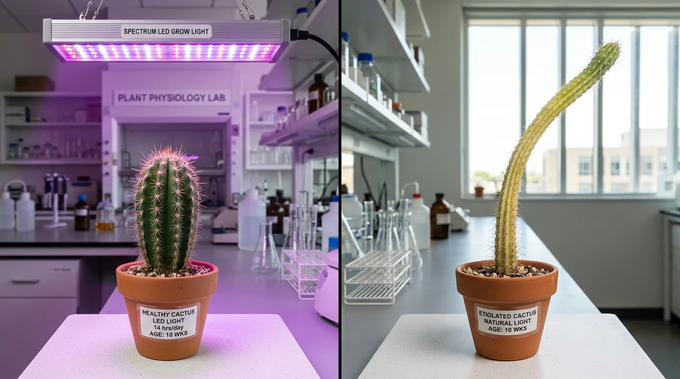 Lighting Triggers Preventing Etiolation in Young Cacti
